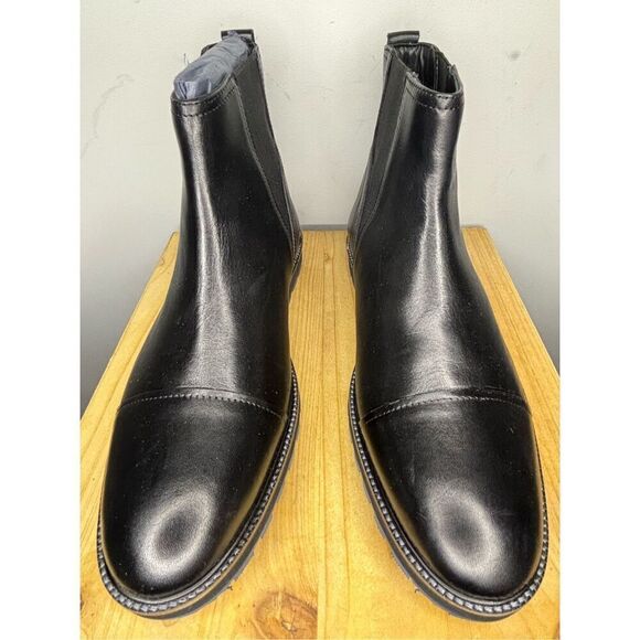 Thomas & Vine Men's Jaylon Genuine Leather Cap Toe Ankle Boot Black Size 9.5 - Picture 3 of 6